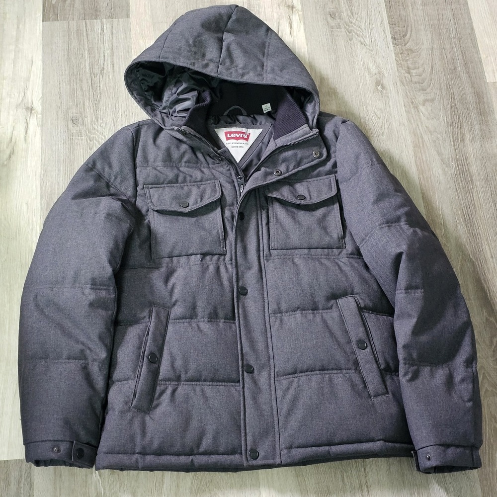 Levi's Midweight Puffer Jacket Small Charcoal Bla… - image 2